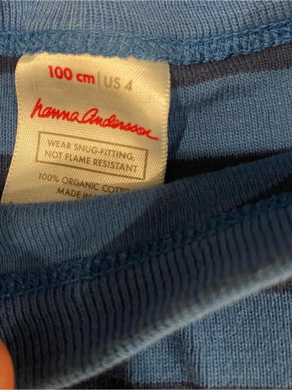 Hanna Andersson Navy and Light Blue Striped Pajama Set